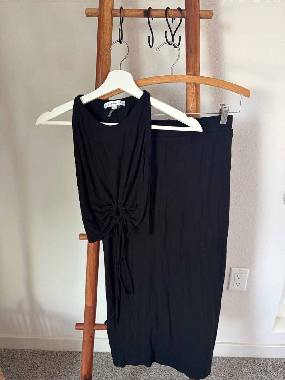 Young Fabulous & Broke Black Two-Piece Tank Cut Out Key Hole & Midi Skirt Set
